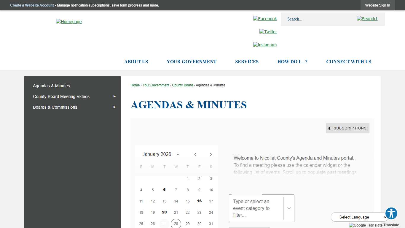 Agendas & Minutes Nicollet County, MN - Official Website