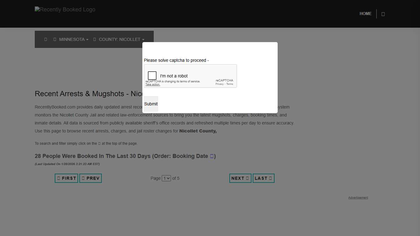 Nicollet County, Minnesota Mugshots RecentlyBooked.com